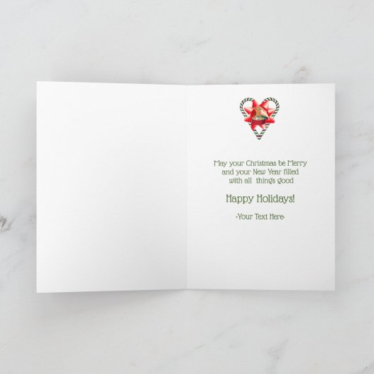 Gingerbrood Cookie Man Candy Cane Heart Kerstmis Feestdagen Kaart (Binnen)