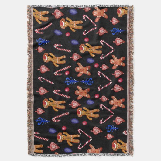 Gingerbrood Cookie-Man en feestdag Deken (Voorkant Verticaal)