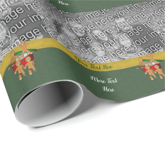 Gingerbrood Cookie Mannen Holiday Fotosjabloon Cadeaupapier (Rol Hoek)