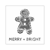 Gingerbrood Cookie Merry + Bright Holiday Rubberstempel (Afrduk)