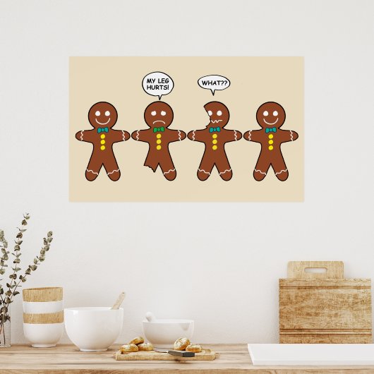 Gingerbrood Cookie Mijn been Hurts Kerstmis Poster (Keuken)