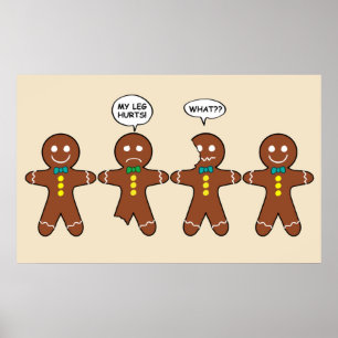 Gingerbrood Cookie Mijn been Hurts Kerstmis Poster