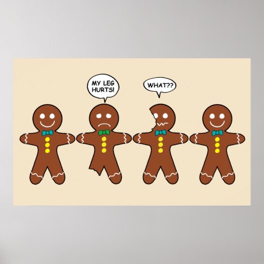 Gingerbrood Cookie Mijn been Hurts Kerstmis Poster (Voorkant)