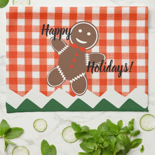 Gingerbrood Cookie Red Check Gingham Theedoek (Gevouwen)