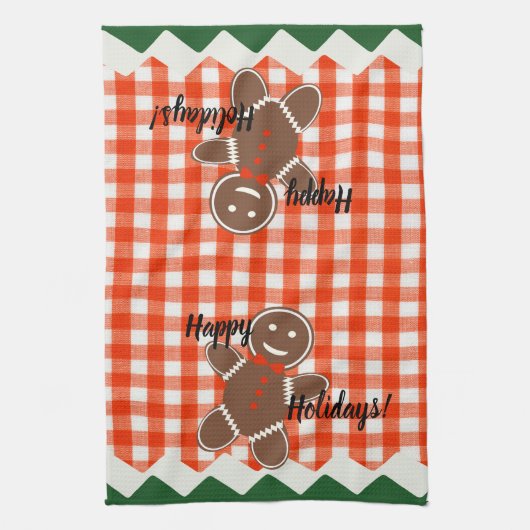 Gingerbrood Cookie Red Check Gingham Theedoek (Verticaal)