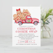 Gingerbrood Cookie Red Truck Cookie Swap Kaart (Staand voorkant)
