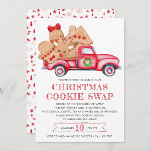 Gingerbrood Cookie Red Truck Cookie Swap Kaart