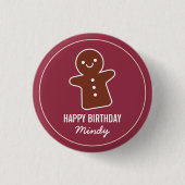 Gingerbrood Cookie Ronde Button 3,2 Cm (Voorkant)