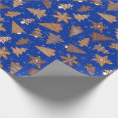 Gingerbrood Cookies Blue Retro Kerstmis Cadeaupapier (Hoek)
