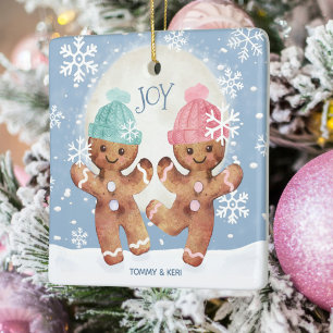 Gingerbrood Cookies Dansende Joy Kerstmis Keramisch Ornament
