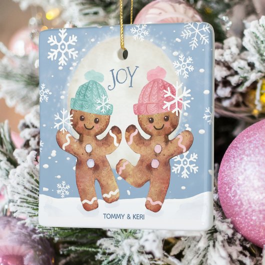 Gingerbrood Cookies Dansende Joy Kerstmis Keramisch Ornament