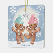 Gingerbrood Cookies Dansende Joy Kerstmis Keramisch Ornament (Links)