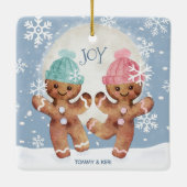 Gingerbrood Cookies Dansende Joy Kerstmis Keramisch Ornament (Achterkant)