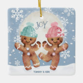 Gingerbrood Cookies Dansende Joy Kerstmis Keramisch Ornament (Voorkant)