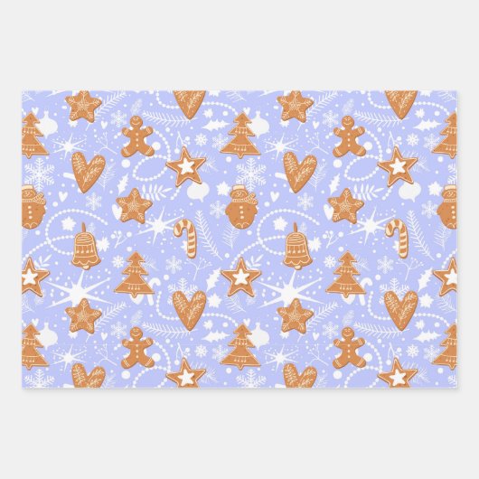 Gingerbrood Cookies Pattern Cute Holiday Kerstmis Inpakpapier Vel (Voorkant)