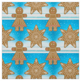 Gingerbrood Cookies Pattern Whimsical Snowflakes Stof