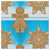 Gingerbrood Cookies Pattern Whimsical Snowflakes Stof (Close Up)