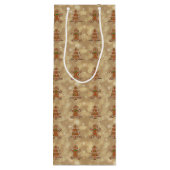 Gingerbrood Cookies Pattern Wijn Cadeautas (Achterkant)