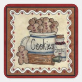 GingerBrood Cookies Vierkante Sticker (Voorkant)