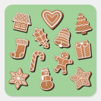 GingerBrood Cookies Vierkante Sticker