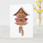 Gingerbrood Cuckoo Clock Valentijnsdag Kaart (Gele Bloem)