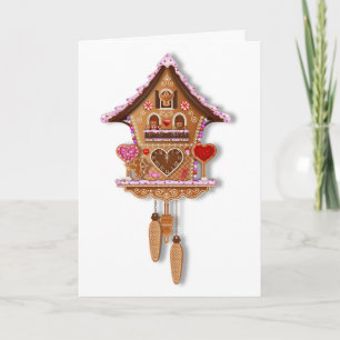 Gingerbrood Cuckoo Clock Valentijnsdag Kaart