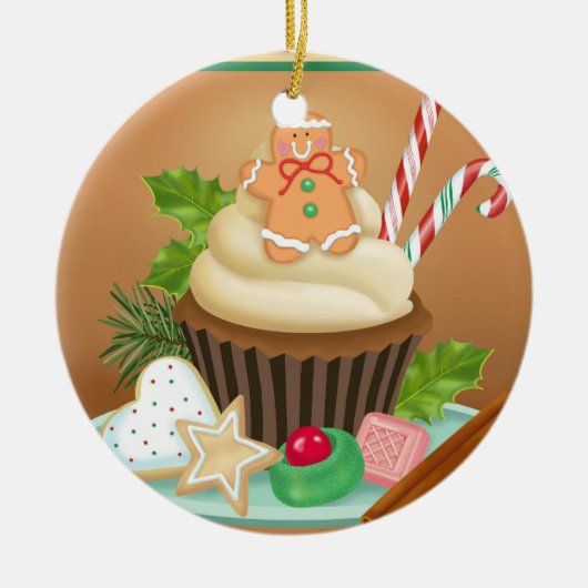 Gingerbrood Cupcake Ornament (Voorkant)