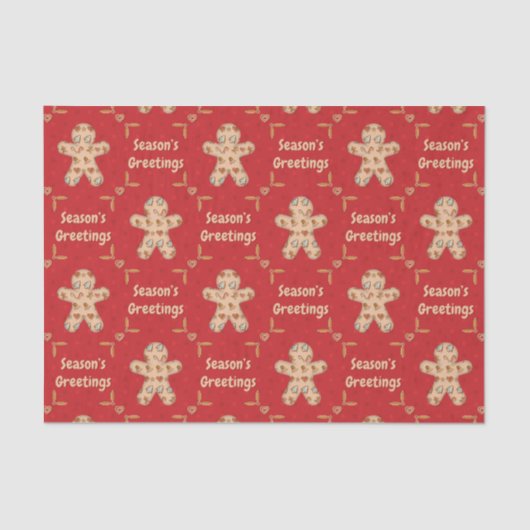 Gingerbrood Cutout Seasons Greetings Tissuepapier (Voorkant)