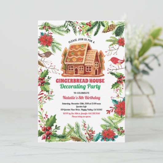 Gingerbrood decoreert feestdag bakken kaart (Staand voorkant)