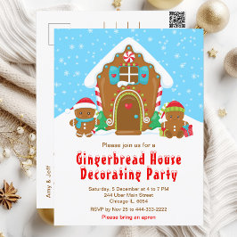 Gingerbrood Decorting Party Bright Blue and Red Briefkaart