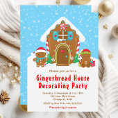 Gingerbrood Decorting Party Bright Blue and Red Kaart