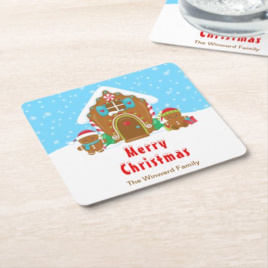 Gingerbrood Decorting Party Bright Blue and Red Kartonnen Onderzetters (Schuin)