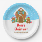 Gingerbrood Decorting Party Bright Blue and Red Papieren Bordje (Voorkant)