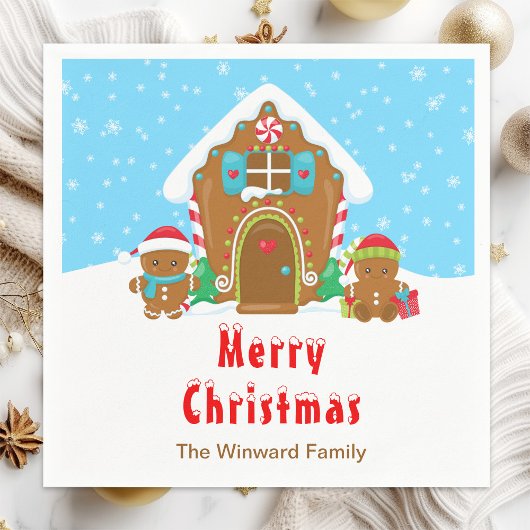 Gingerbrood Decorting Party Bright Blue and Red Servet