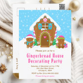 Gingerbrood Decorting Party Bright Blue en Roze Briefkaart