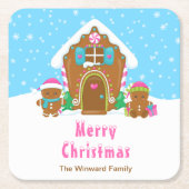 Gingerbrood Decorting Party Bright Blue en Roze Kartonnen Onderzetters (Voorkant)