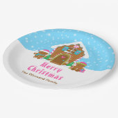 Gingerbrood Decorting Party Bright Blue en Roze Papieren Bordje (Gekanteld)