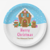 Gingerbrood Decorting Party Bright Blue en Roze Papieren Bordje (Voorkant)