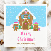 Gingerbrood Decorting Party Bright Blue en Roze Servet