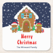 Gingerbrood Decorting Party Navy Blue en Red Kartonnen Onderzetters (Voorkant)