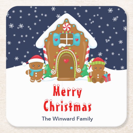 Gingerbrood Decorting Party Navy Blue en Red Kartonnen Onderzetters (Voorkant)