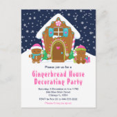 Gingerbrood Decorting Party Navy Blue en Roze Briefkaart (Voorkant)