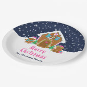 Gingerbrood Decorting Party Navy Blue en Roze Papieren Bordje (Gekanteld)