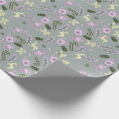 Gingerbrood Deer Candycane Greenery Kerstmis Cadeaupapier (Hoek)