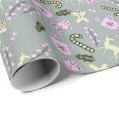 Gingerbrood Deer Candycane Greenery Kerstmis Cadeaupapier (Rol Hoek)