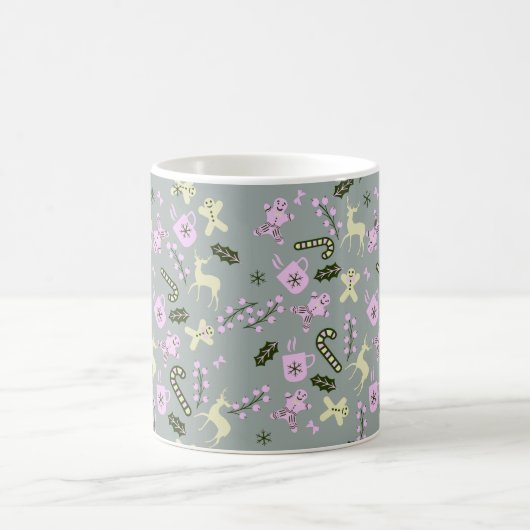 Gingerbrood Deer Candycane Greenery Kerstmis Koffiemok (Center)