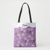 Gingerbrood Deer Candycane Greenery Kerstmis Tote Bag (Voorkant)