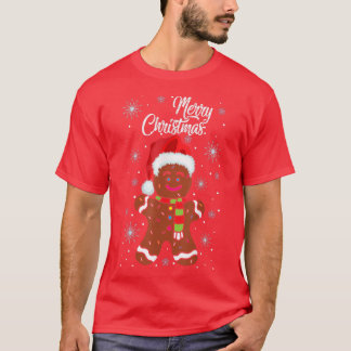 Gingerbrood Draag Santa Hat-kerstkostume Cooki T-shirt