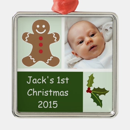 Gingerbrood en Holly Metalen Ornament (Voorkant)