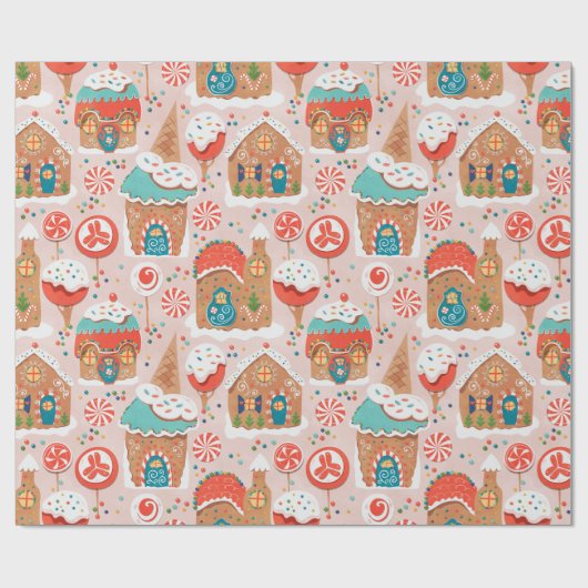 Gingerbrood en Snoep Land Cadeaupapier (Vlak)